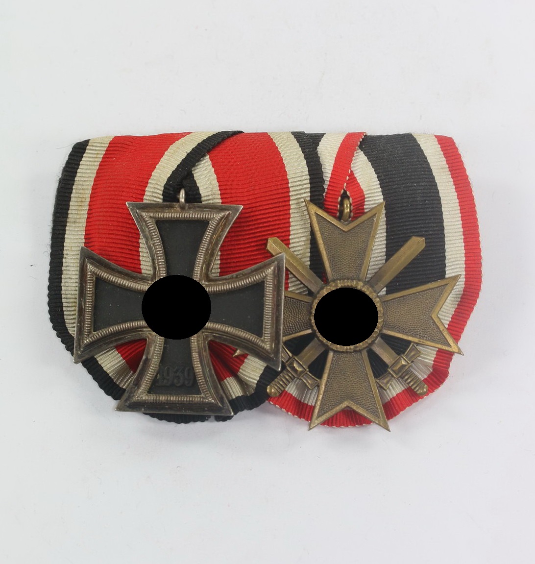 Ordensschnalle 2X, EK-2 1939, KVK mit X 2. Kl (1) Ordensschnalle 2X, EK-2 1939, KVK mit X 2. Kl. – Bild 1
