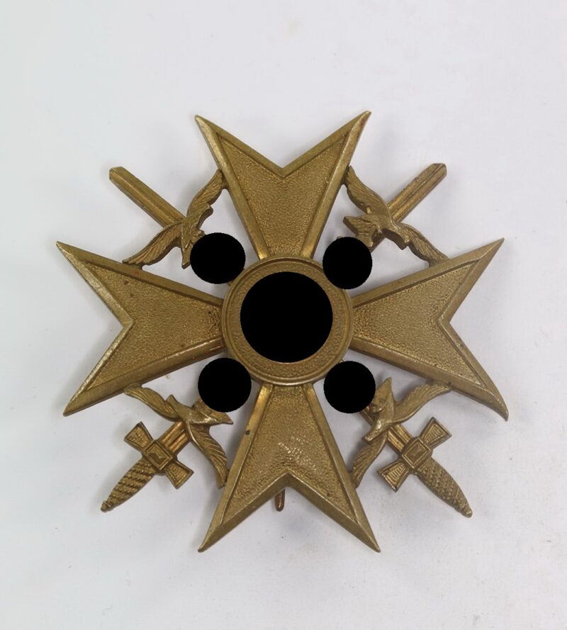 Spanienkreuz in Bronze mit Schwertern, Paul Meybauer, Berlin, Wappen (!)