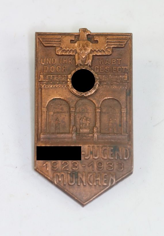 Abzeichen, Und Ihr habt doch gesiegt Hitler-Jugend München 1923-1933, Hst. H. Wittmann München (1)