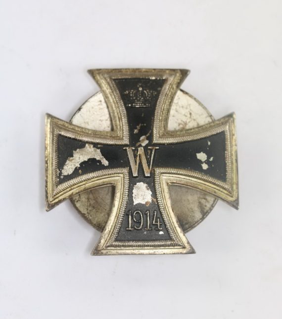 Eisernes Kreuz 1. Klasse 1914, an Schraube und Scheibe, Otto Schickle, Pforzheim, einteilig, nicht magnetisch (1)