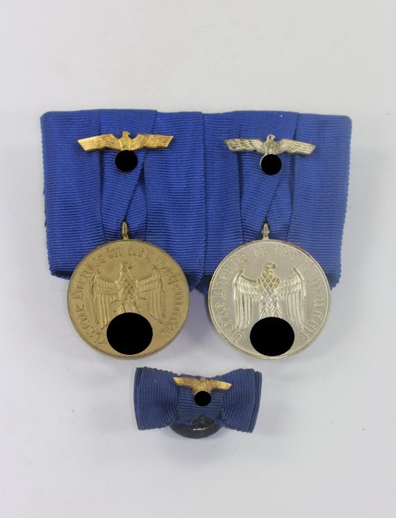 Ordensschnalle 2X, Wehrmachtsdienstauszeichung 4 und 12 Jahre + Knopfloch Dekoration (1)