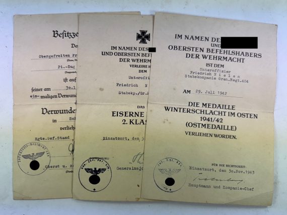 Urkunden Gruppe Grenadierregiment 484 (Gr. Rgt. 484) (1)