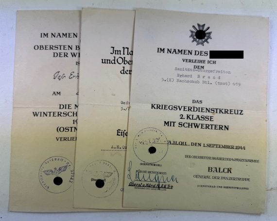 Urkunden Gruppe Nachschub Btl. 619, 4. Panzerarmee, original Unterschrift Generaloberst Hermann Hoth (1)