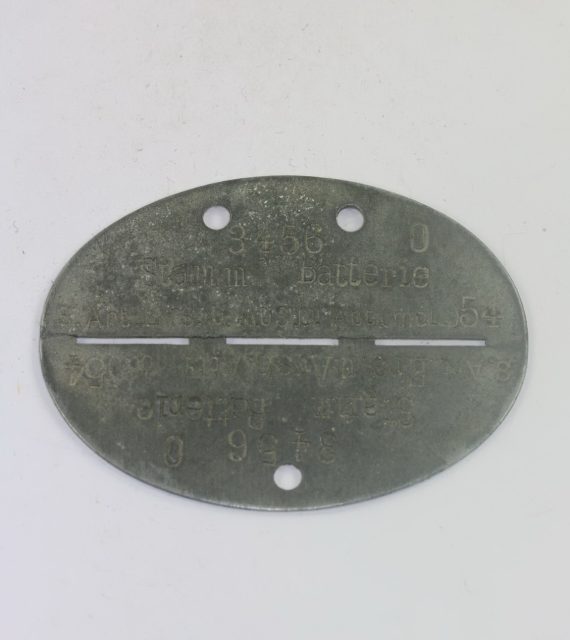 Wehrmacht Heer, Erkennungsmarke Stamm Batterie S. Art. Ers. u. Ausb. Abt. (mot.) 54 (1)